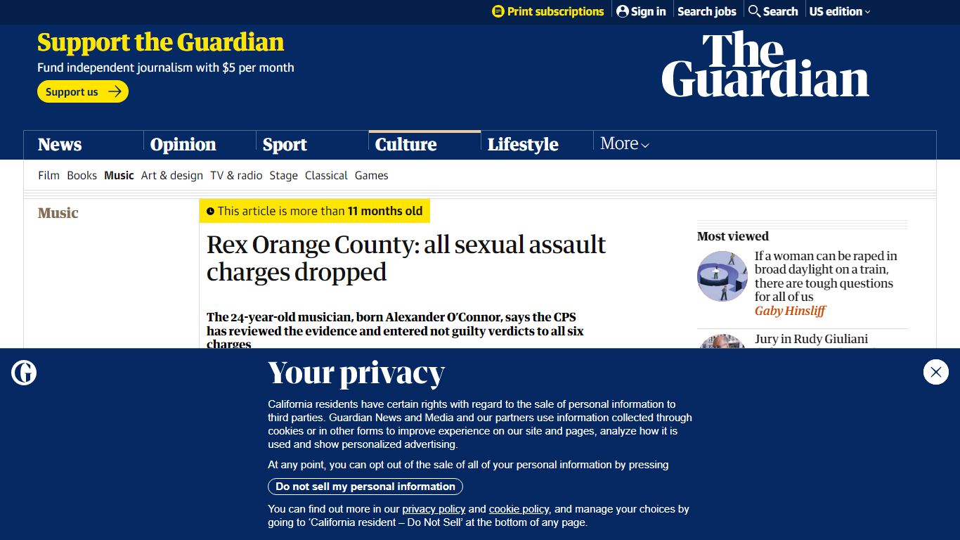 Rex Orange County: all sexual assault charges dropped